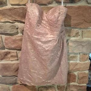Gold metallic strapless dress (straps included)